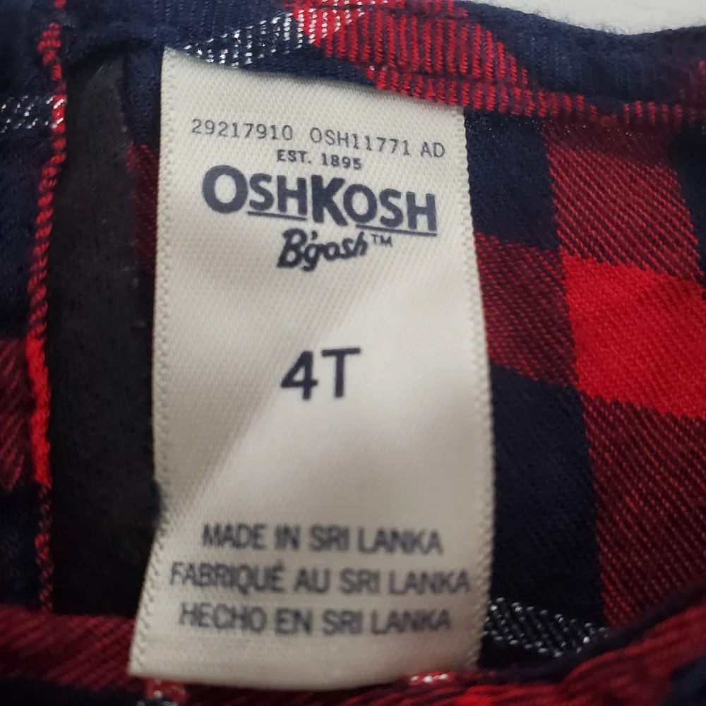 OshKosh B'gosh Red and Blue Plaid Long Sleeve Dress Girls Size 4T